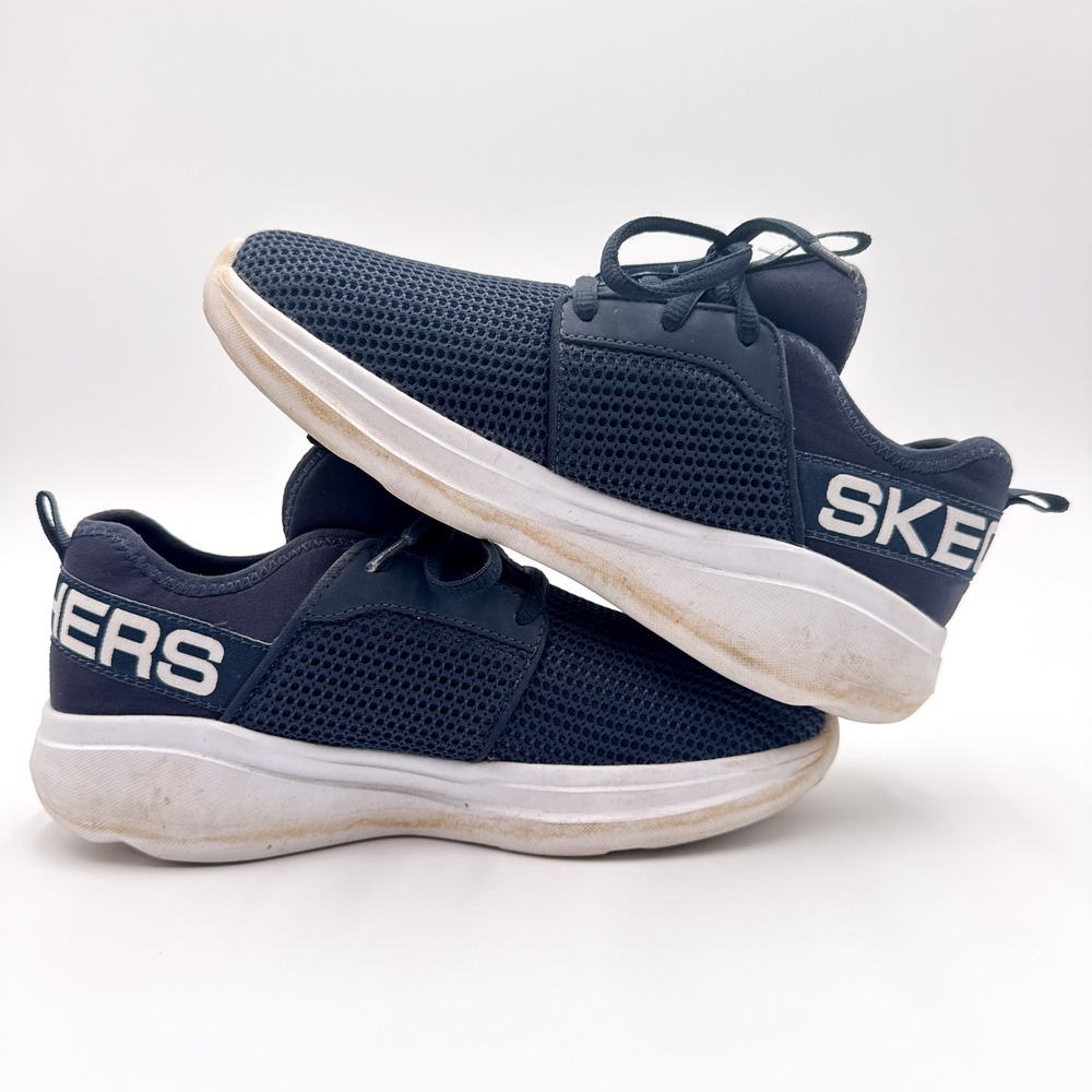 SKETCHERS Youth US 3.5‎ Navy Blue White GOrun Fast Valor Athletic Sneakers - Picture 5 of 7